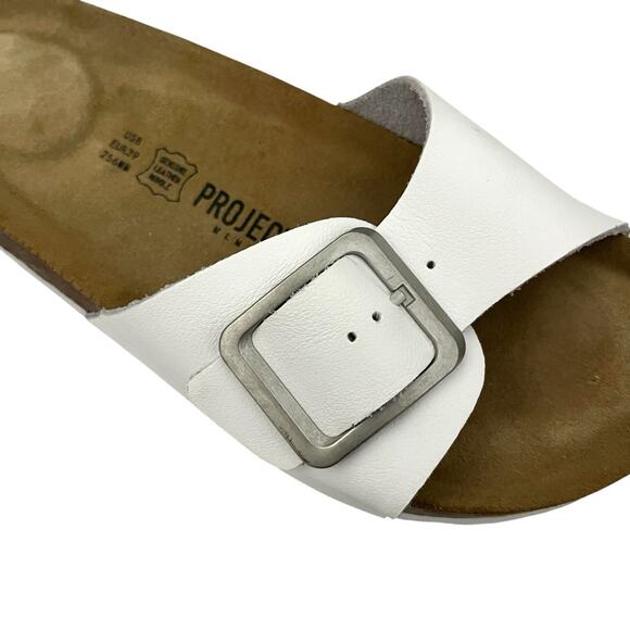 Project clouds Ibiza Sandals Leather Slides White Comfort Coastal Grandma shoes - Picture 3 of 8